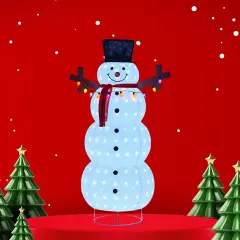60 Inch Plush Lantern Snowman, Christmas Holiday Decor, Indoor Outdoor Use