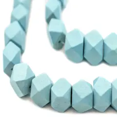 The Bead Chest Light Blue Cornerless Cube Wood Beads: 12mm Diamond Cut Natural Organic Beads for Jewelry Making