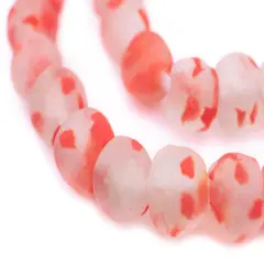 The Bead Chest Speckled Neon Red Recycled Glass Beads 18mm Ghana African Sea Glass Round Large Hole 28 Inch Strand Handmade Fair Trade