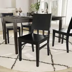 Emma and Oliver Spencer Dining Chair with Curved Backrest and Solid Wood Construction Black