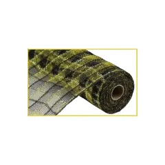 10.5" Poly Deco Tinsel Mesh Ribbon: Black & Gold (10 Yards)