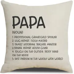 Papa Gifts from Daughter Inspiring Quotes Cotton Linen Throw Pillow Covers 18 x 18 Inches for Rustic Home Decor, Dad Gift