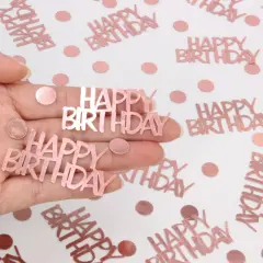 Rose Gold Birthday Confetti - 270 PCS Glitter Happy Birthday Decorations for Table