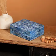 Carved Bone Box - Blue