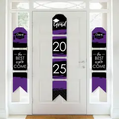 Big Dot of Happiness Purple Grad - Best is Yet to Come - Hanging Vertical Paper Door Banners - 2025 Grad Party Wall Decor Kit- Indoor Door Decor