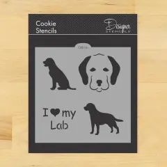 I Love My Lab Cookie & Craft Stencil | CM016 by Designer Stencils | Cookie Decorating Tools | Baking Stencils for Royal Icing, Airbrush, Dusting Powder | Craft Stencils for Canvas, Paper, Wood | Reusable Food Grade Stencil