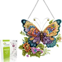 DIY Hanging Diamond Art Pendant Painting Kit Butterfly Special Shape Crystal Diamond Art Painting Garden Wall Hanging Kit Hanging Decorations Box Set