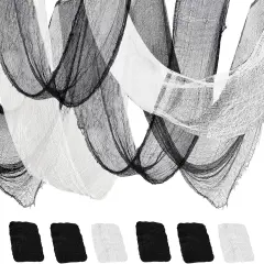 6 Pack Halloween Decorations Indoor Outdoor (Black+White, 30"x 72")