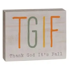 Multi-Color Autumnal Wooden Decor Block &ldquo;Thank God It&rsquo;s Fall&rdquo; Seasonal Home Accent