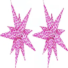 2Pcs 32 Inch Pink leopard explosion star balloon(Pink 2 Pcs)
