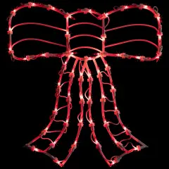 Northlight Lighted Bow Christmas Window Silhouette Decoration - 14" - Red