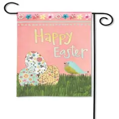 Easter Eggs Garden Flag Pink Happy Easter
