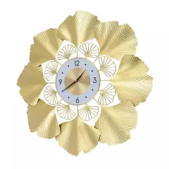 70cm Gold Round Ginkgo Biloba Wall Clock Large Wall Watch Living Room Home Decor