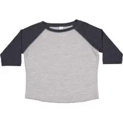 Rabbit Skins&reg; Toddler Baseball Fine Jersey Three-Quarter Sleeve T-Shirt Vn Hthr/ Vn Navy