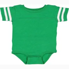 Rabbit Skins&reg; Infant Football Classic Crew Neck Short Sleeve Bodysuit VN GREENBD WHT