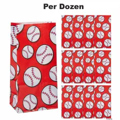 5 1/4" x 10" Baseball Paper Treat Bags - 12 Pc.