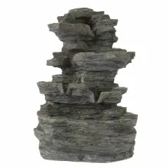 Tabletop Water Fountain LED Lights Cascading Stone Rock Falls 15.5 Inches High
