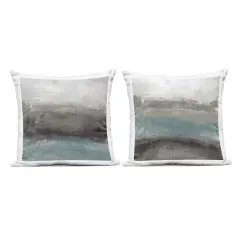 Stupell Industries Dark Earth & Sea 2 Piece Outdoor Printed Pillow Set design by Hannah Dawson, 18 x 7 x 18