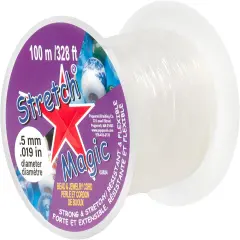 Stretch Magic Bead & Jewelry Cord - Strong & Stretchy, Easy to Knot - Clear Color - 0.5mm Diameter - 100-Meter (328 ft) Spool - Elastic String for Making Beaded Jewelry