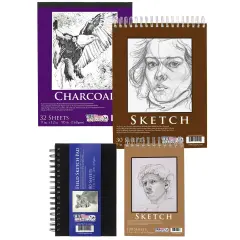 4-Pad Sketch Book and Drawing Paper Set (242 Sheets) - Sizes (5.5 x 8.5 and 9 x 12 Inch) Spiral Bound, Artist Drawing Pads for Mixed Media