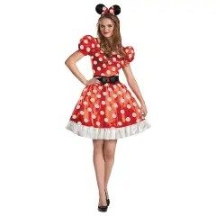 Womens Classic Red Minnie Mouse Costume Dress with Ears Disney