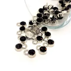 Small Dark Purple February Birthstone Rhinestone Charms, 9x6mm