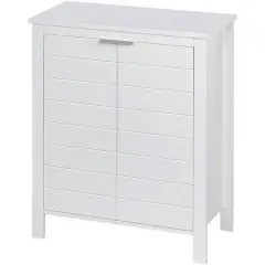 MDF Freestanding 2-Door Bathroom Linen Cabinet with Shelves White
