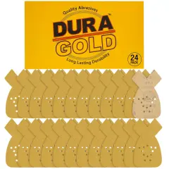 60 Grit - 12-Hole Pattern Hook & Loop Sanding Sheets for Mouse Sanders - Box of 24