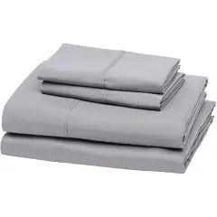 Grey Cotton Sateen Solid Sheet Set with Deep Pockets and Washable