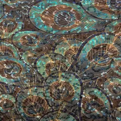 1 Yard Peacock Print Sequin Mesh Fabric Multipurpose