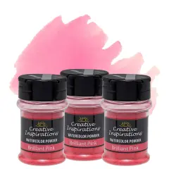 Creative Inspirations Powder Watercolor Paint 3 Pack - 38g Shaker Bottle, Brilliant Pink - Dye-Based Water-Soluble Crystalline Pigments - Non-Toxic, Perfect for Abstract and Spontaneous Effects