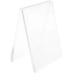Plymor Clear Acrylic Folded A-Frame Holder for 2 Signs or Photo, 7" H x 5" W x 4" D