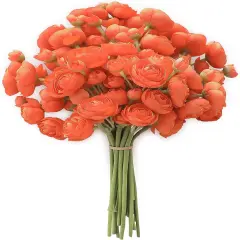 18 Pcs Artificial Burnt Orange Ranunculus Flowers