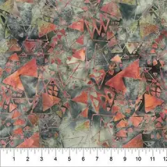 Banyan 83140-77 Quilting Is My Voice - Triangle Maze - Artichoke 45" Fabric Per Yard