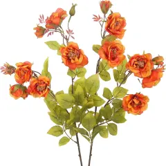 2 Pcs Artificial Fall Rose Flowers with Stems Orange Silk Flowers