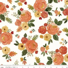 Happy Fall Days Floral Cloud Cotton Wideback Fabric per yard