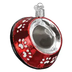 Old World Christmas 3.0 Inch Dog Bowl Tree Ornament , Loyalty Faithful Red