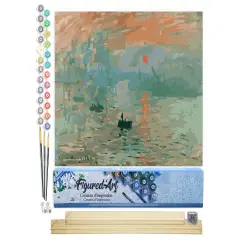 Figured'Art Paint by Numbers Kit for Adults Monet Sunrise 16"x20" - Craft Art Painting Rolled Canvas with DIY wooden frame