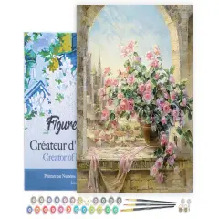 Figured'Art Paint by Numbers for Adults with Frame Pretty Bouquet 16"x20" - Craft Art Painting DIY Kit Canvas Already Stretched on a Wooden Frame