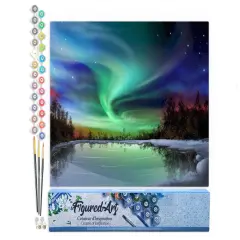 Figured'Art Paint by Numbers Kit for Adults Aurora borealis and Lake 16"x20" - Craft Art Painting DIY Kit Rolled Canvas without frame