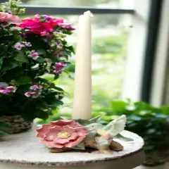 Ceramic Hummingbird with Wildrose Flower Candle Holder, Home D&eacute;cor, Gift for Her, Mom, Kitchen D&eacute;cor, Birdwatcher Gift, Vintage Decor