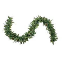 Northlight Pre-Lit Mixed Winter Pine Artificial Christmas Garland - 9' x 12" - Clear Incandescent Lights Green