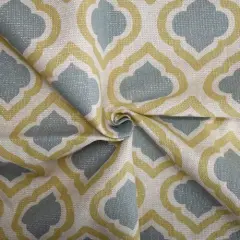 Teal/Gold/Multi Sparkle Crest Printed Canvas Decorating Fabric By the Yard