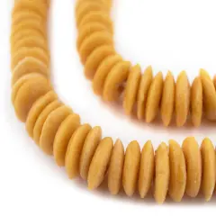 The Bead Chest Ashanti Fair Trade Glass Saucer Beads - African Tribal Ethnic Disk Rondelle Spacers (Amber)