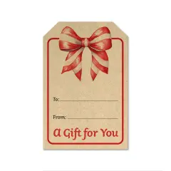 Great Papers! Holiday Sticker Roll, Kraft Bow Gift Tag, 2" x 3", 250 per roll