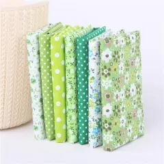 7Pcs Top Green Cotton Fabric Bundle - 10" x 10"