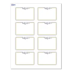 Avery&reg; Printable Rectangle Adhesive Name Tags, Gold & Navy Border with Florals Design, 2-1/3" x 3-3/8", Matte White Removable Name Tags, Laser/Inkjet, 80 Total, Great for Name Badges