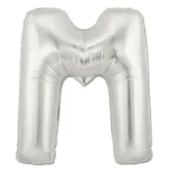 LETTER M FOIL BALLOON Metallic Silver