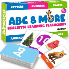 60 Realistic Learning Flash Cards for Kids | ABC, Numbers & Animals
