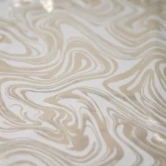 Marble Foil Printed Nylon Spandex Superflex Fabric White/Light Gold